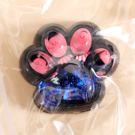 Jucarie Antistres Squishy, Flippy, cu Revenire Lenta, Squeeze Pinch Family, Model Cat Paw, 6.5 x 6 cm, din Tpr, 4-6 Ani, Model 1 Pestisori, Negru cu Insertii [6]