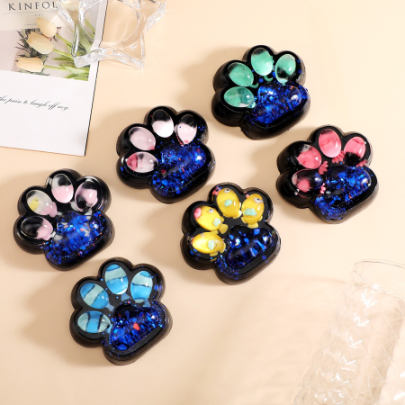 Jucării, copii și bebe - Jucarie Antistres Squishy, Flippy, cu Revenire Lenta, Squeeze Pinch Family, Model Cat Paw, 6.5 x 6 cm, din Tpr, 4-6 Ani, Model 1 Pestisori, Negru cu Insertii