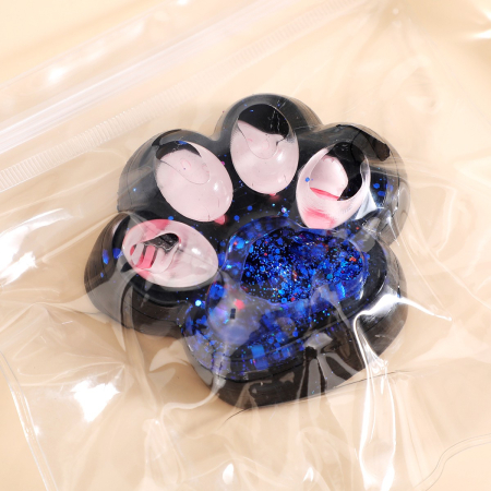 Jucarie Antistres Squishy, Flippy, cu Revenire Lenta, Squeeze Pinch Family, Model Cat Paw, 6.5 x 6 cm, din Tpr, 4-6 Ani, Model 1 Pestisori, Negru cu Insertii [1]