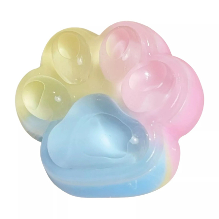 Sub 99 Lei - Jucarie Antistres Squishy, Flippy, cu Revenire Lenta, Squeeze Pinch Family, Model Cat Paw, 6.5 x 6 cm, din Tpr, 4-6 Ani, Model Curcubeu, Multicolor cu Insertii