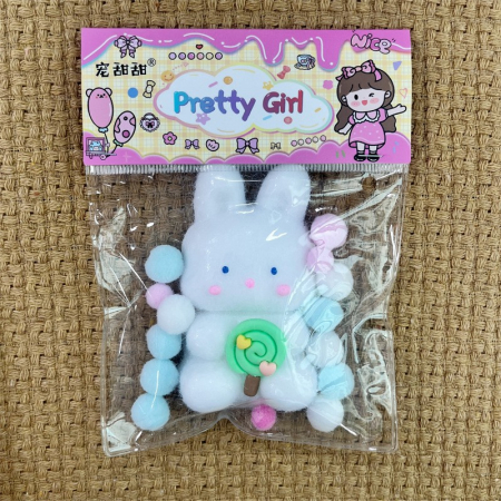 Jucarie Antistres Squishy, Flippy, cu Revenire Lenta, Squeeze Pretty Girl, Model Animalut, Ambalaj Transparent, Alb [3]