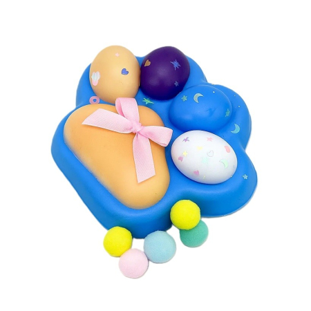 Sub 99 Lei - Jucarie Antistres Squishy, Flippy, cu Revenire Lenta, Squeeze Toys, Model Cat Paw, 12.5x10.5 cm, 220g, +3 Ani, din TPR, Model 7, Multicolor