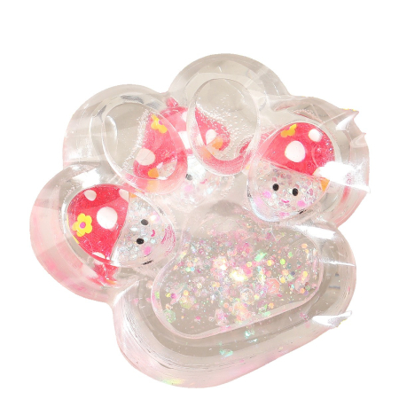 Sub 99 Lei - Jucarie Antistres Squishy, Flippy, Labuta de Pisica Pufoasa, cu Revenire Lenta, 7 x 6.5 cm, Model Ciuperca, Multicolor