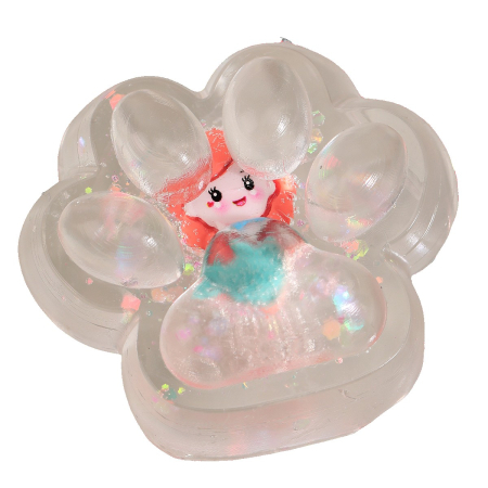 Sub 99 Lei - Jucarie Antistres Squishy, Flippy, Labuta de Pisica Pufoasa, cu Revenire Lenta, 7 x 6.5 cm, Model Printesa, Multicolor