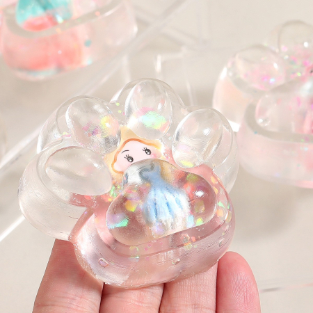 Jucarie Antistres Squishy, Flippy, Labuta de Pisica Pufoasa, cu Revenire Lenta, 7 x 6.5 cm, Model Printesa, Multicolor [8]