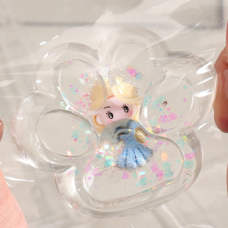 Jucarie Antistres Squishy, Flippy, Labuta de Pisica Pufoasa, cu Revenire Lenta, 7 x 6.5 cm, Model Printesa, Multicolor [3]