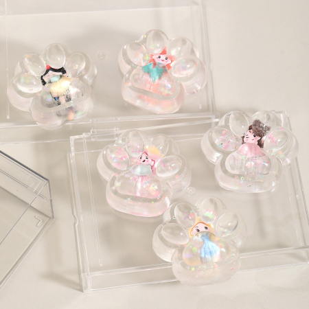 Jucarie Antistres Squishy, Flippy, Labuta de Pisica Pufoasa, cu Revenire Lenta, 7 x 6.5 cm, Model Printesa, Multicolor [10]