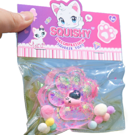 Sub 99 Lei - Jucarie Antistres Squishy, Flippy, Labuta de Pisica Squeeze Toys, cu Revenire Lenta, 7.5 cm, Model 270519, Multicolor