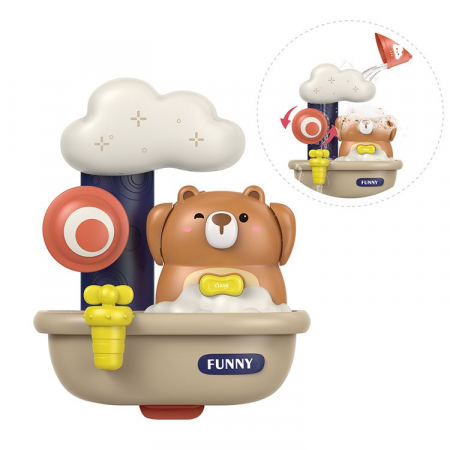 Jucarie de baie Flippy, Ursulet in cada cu spuma, 29 cm, Jucarie interactiva, Multicolor [2]