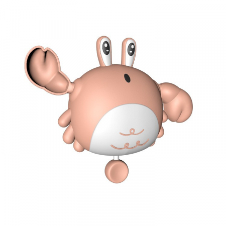 Jucarii, Copii & Bebe - Jucarie de baie pentru copii, Flippy, crab, 10 cm, Roz cu fir