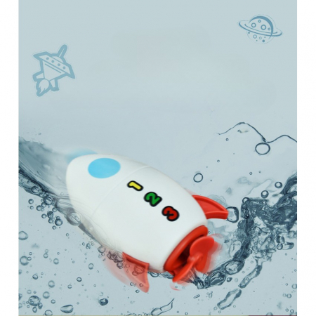 Jucarie de baie pentru copii, Flippy, Racheta de apa, 11 cm, Alb [4]