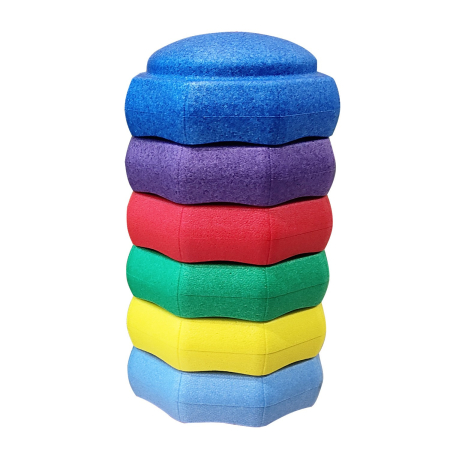 Jucarii, Copii & Bebe - Jucarie de Echilibru, Flippy, Tip Stepping Stones, 6 Piese, din Spuma, pentru Miscare, Sarituri, Prindere, 28 x 28 x 50 cm, Model 5, Multicolor