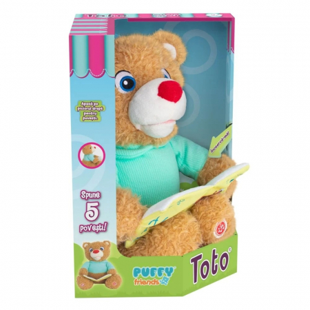 Jucarie de plus interactiva Ursuletul Toto Povesteste si canta, Puffy Friends, 30 cm [3]