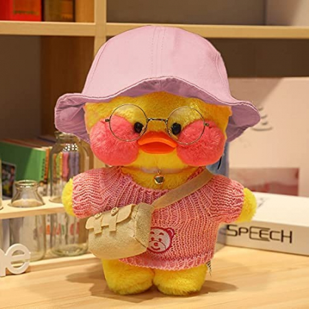 Jucarii, Copii & Bebe - Jucarie de plus Ratusca Lalafanfan Flippy, Haine si Accesorii Random, Galben