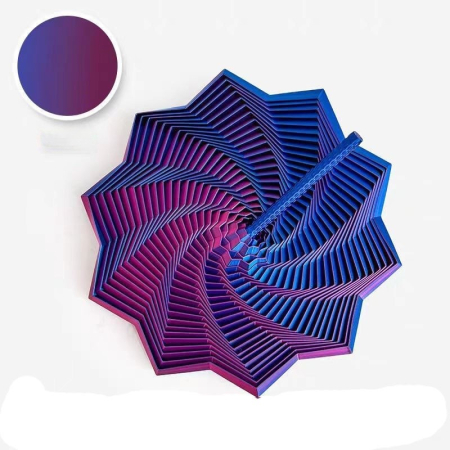 Jucarii, Copii & Bebe - Jucarie decompresie, Stea 3D octogonala, maner spirala turn magic geometric, 11 cm, Albastru Violet