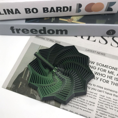 Jucarii, Copii & Bebe - Jucarie decompresie, Stea 3D octogonala, maner spirala turn magic geometric, 17 cm, Negru Verde