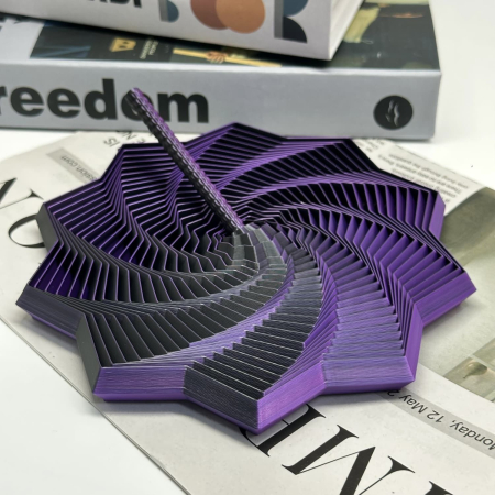 Jucarii, Copii & Bebe - Jucarie decompresie, Stea 3D octogonala, maner spirala turn magic geometric, 17 cm, Negru Violet