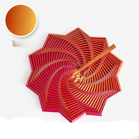 Jucarii, Copii & Bebe - Jucarie decompresie, Stea 3D octogonala, maner spirala turn magic geometric, 17 cm, Rosu Gold