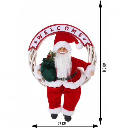 Jucarie decorativa, Flippy, Mos Craciun, 40 cm x 27 cm, grosime 12 cm, lana, tesatura de plus, poliester, interior/exterior [6]