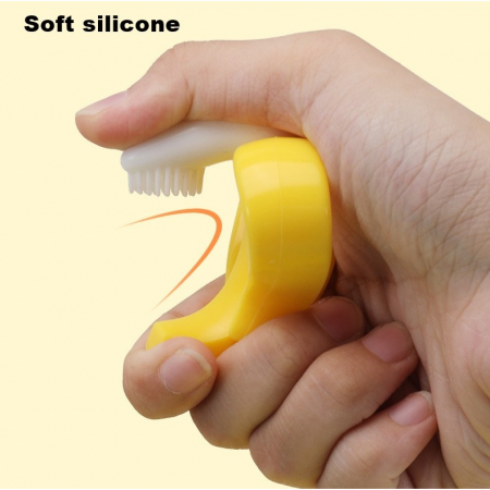 Jucarie dentitie bebelusi Flippy, banana, cu manere de prindere, material silicon non-toxic, fara miros, 10.5x5.9 cm, galben [3]