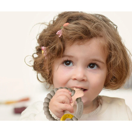 Jucarie Dentitie Bebelusi, Flippy, Tip Bratara, Model Calut si Stea de Mare, + 3 luni, din Silicon, fara BPA, 8.1 x 8.1 x 1.2 cm, Maro [5]