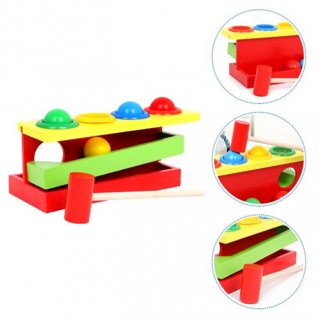 Jucarie din lemn educativa Loveste bila, 20 x 11 x 10 cm [2]