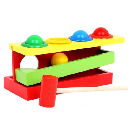 Jucarie din lemn educativa Loveste bila, 20 x 11 x 10 cm [0]