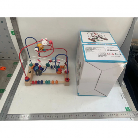 Jucarie din Lemn Montessori, Flippy, Labirint Motricitate cu Abac si Animalute, Rollercoaster pentru Copii, Educativ, Dezvoltarea Abilitatilor Motorii, Numaratoare, 22.5x22.5x15 cm, Multicolor [1]