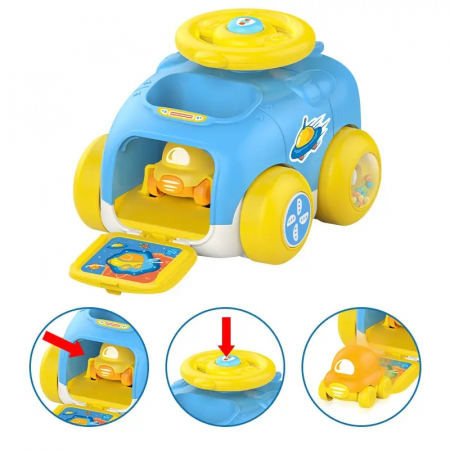 Jucarie distractiva bebelusi, Huanger, catapulta cu 2 masinute, 3.7cm [2]