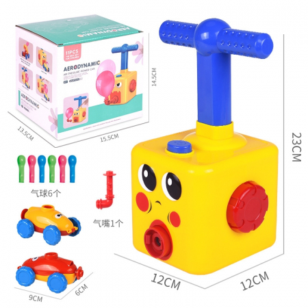 Jucarii, Copii & Bebe - Jucarie distractiva Pompa de umflat baloanele, lansator cu 2 masinute, Avaleea