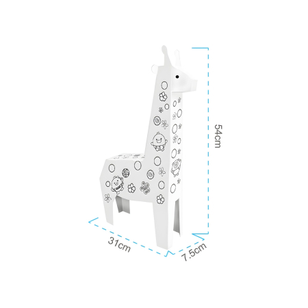 Jucarie Educativa pentru Copii, Flippy, Model Girafa 3D, Set de Asamblat si Colorat din Carton, Puzzle 3D Educativ, 31 x 7.5 x 54 cm, 3+ ani, Alb Multicolor [2]