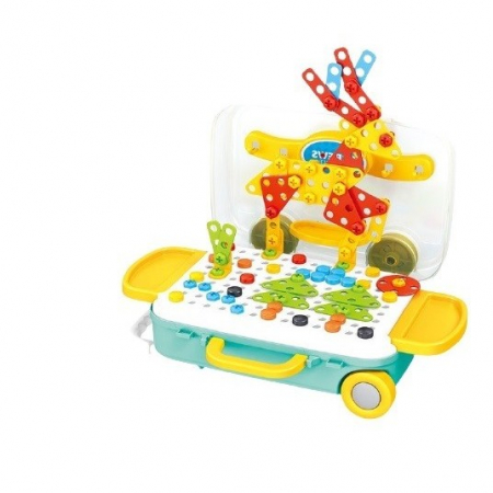 Jucarii, Copii & Bebe - Jucarie educativa pentru copii, Flippy, Set 258 piese, 6 in 1, Valiza cu bormasina, Multicolor