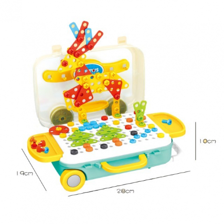 Jucarie educativa pentru copii, Flippy, Set 258 piese, 6 in 1, Valiza cu bormasina, Multicolor [6]