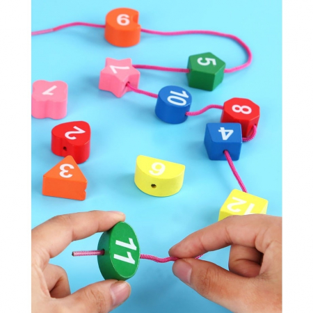 Jucarie Educativa , Tip Montessori, Model Ceas Pinguin, din Lemn, + 36 Luni, 12 Piese, 17.2 cm, Multicolor [5]