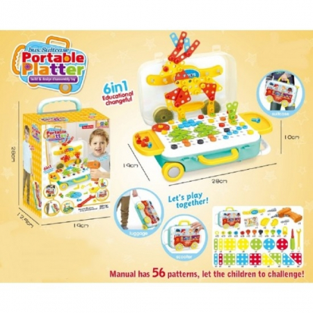 Jucarie educativa valiza cu bormasina, 258 piese, 6 in 1 [3]