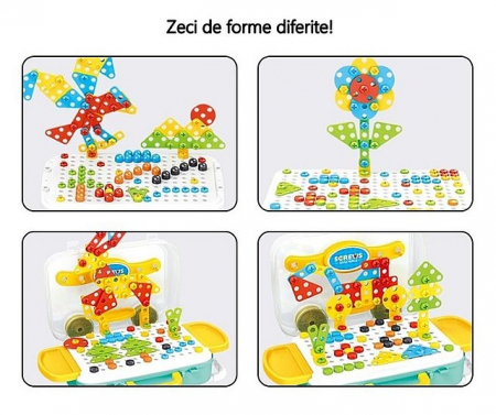 Jucarie educativa valiza cu bormasina, 258 piese, 6 in 1 [1]