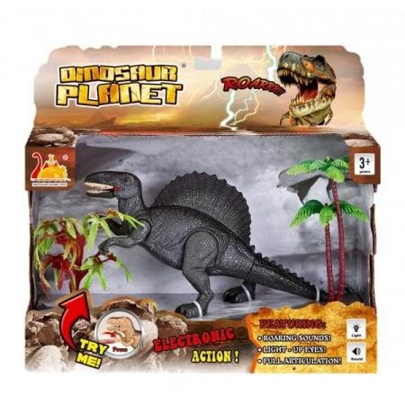 Dinozauri - Jucarie interactiva dinozaur cu lumini si sunete Spinosaurus, 22 cm