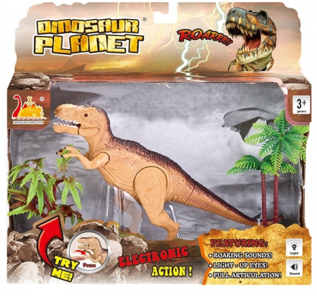 Jucarii, Copii & Bebe - Jucarie interactiva dinozaur cu lumini si sunete Tyrannosaurus Rex si accesorii, 23 cm