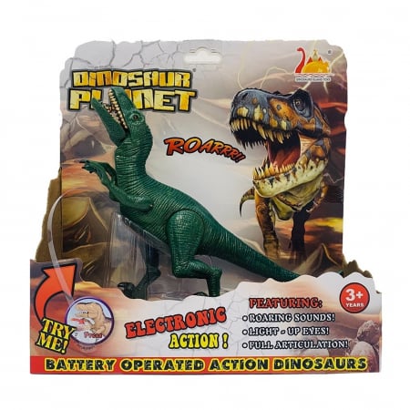 Jucarii, Copii & Bebe - Jucarie interactiva dinozaur cu lumini si sunete Velociraptor, 22 cm