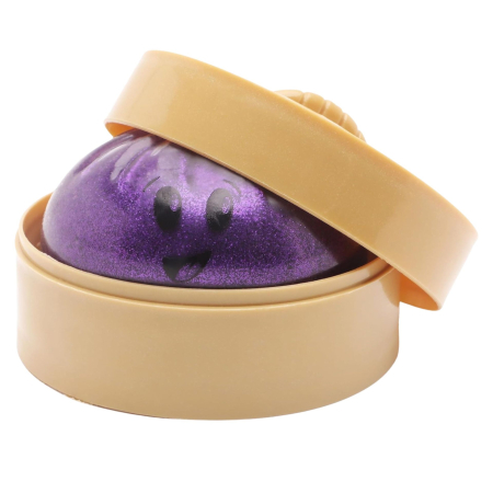Jucarie Interactiva Dumpling Squishy, Flippy, Model Emoji Bun cu Sclipici, Jucarie Antistres pentru Copii si Maturi, Efect Calmant cu Revenire Lenta, 10 x 10 cm, Mov [1]