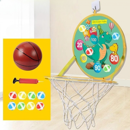 LichidareJucarie Interactiva, Flippy, 2 in 1, Cos de Basket si Tinta de Darts, Minge 16 cm, Pompa, 8 Mingii cu Scai, Model Dragon, Multicolor [2]