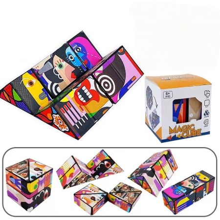 Jucarii, Copii & Bebe - Jucarie Interactiva, Flippy, 3D Cub Rubik, Diferite Forme, Anti-stress, Abstract, Multicolor