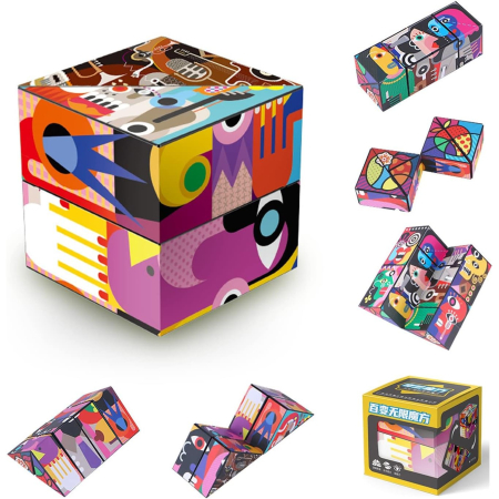 Jucarie Interactiva, Flippy, 3D Cub Rubik, Diferite Forme, Anti-stress, Abstract, Multicolor [2]