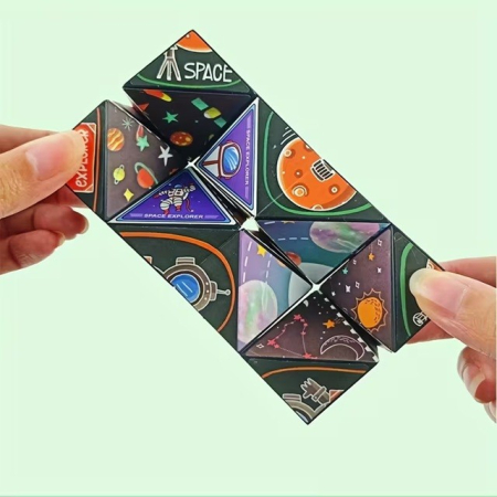 Jucarie Interactiva, Flippy, 3D Cub Rubik, Diferite Forme, Anti-stress, Tema Spatiu Cosmic, Multicolor [3]