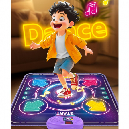 Jucarie Interactiva, Flippy, Covor Muzical de Dans, 4-6 Ani, Bluetooth, 4 Moduri, 90 x 90 cm, Mov [2]