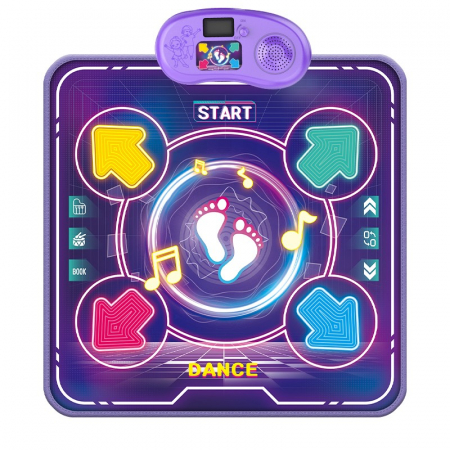 Jucarii, Copii & Bebe - Jucarie Interactiva, Flippy, Covor Muzical de Dans, 4-6 Ani, Bluetooth, 4 Moduri, 90 x 90 cm, Mov