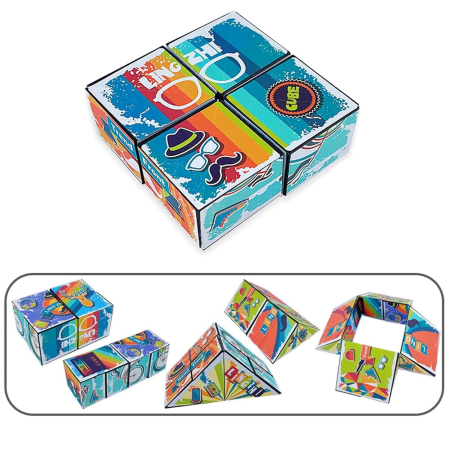 Jucarie Interactiva, Flippy, Magic Cube, Puzzle, Diferite Forme, Anti-stress, 8 x 8 x 3 cm, Multicolor [2]
