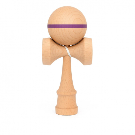 Kendama - Jucarie Interactiva Kendama, Flippy, din Lemn, 18 cm, Joc de Indemanare pentru Copii si Adulti, Model cu Dunga, Mov