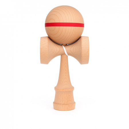 Kendama - Jucarie Interactiva Kendama, Flippy, din Lemn, 18 cm, Joc de Indemanare pentru Copii si Adulti, Model cu Dunga, Roz