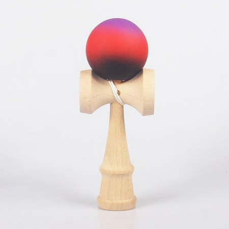Jucarie Interactiva Kendama, Flippy, din Lemn, 18 cm, Joc de Indemanare pentru Copii si Adulti, Model Gradient 10, Mov/Rosu/Negru [1]